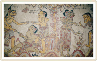 Balische Malerei im Kamasan-Stil in Klungkung